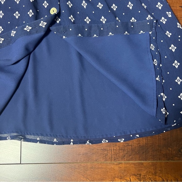 WILFRED Aritzia Mini Button Front A-Line Navy Chiffon Dress Size 2 - Picture 7 of 11